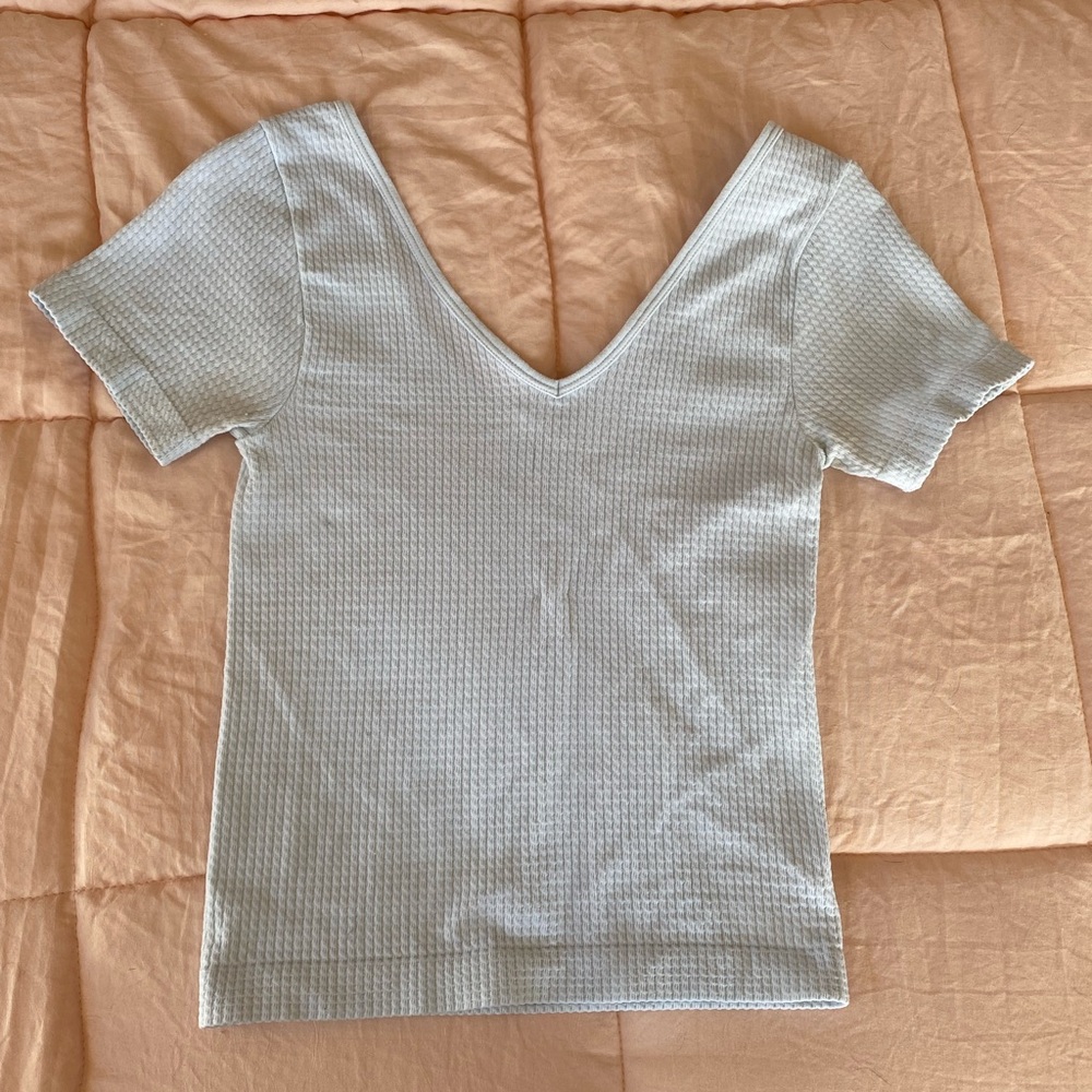 V-Neck Textured White Top